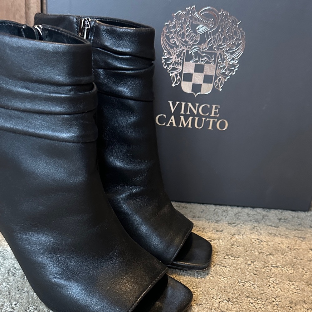 Vince Camuto Black Peep-Toe Ankle Booties